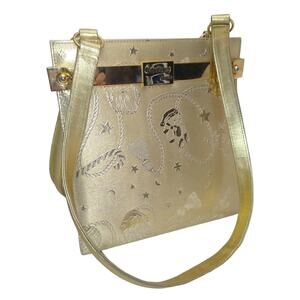 Vtg Sanremo Italy Gold Christmas Shoulder Bag